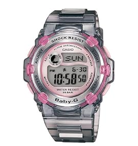 Casio #BG3000-8 Women's Slim Marine Clear Grey with Pink Accents Baby G Watch