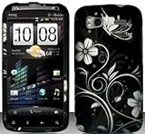 White Flowers Hard Snap On Case Cover Faceplate Protector for HTC Sensation ....