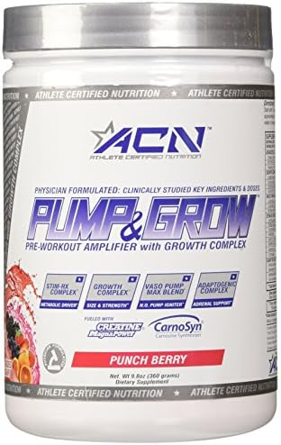 Athlete Certified Nutrition Physician Formulated Pump & Grow, pre-workout amplifier with growth complex, Punch Berry, 360 Gram