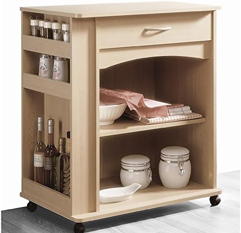 Natural Maple Mobile Microwave Cart FMP25467