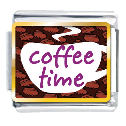 Coffee Time Photo Food Italian Charms Bracelet Link