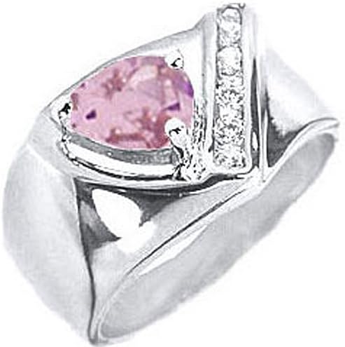 2.55 cw CZ, Non-Tarnishing Rhodium Finish Light Pink CZ Ring (7)