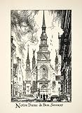 1947 Lithograph Notre Dame Bon Secours Chapel Quebec Canada Montreal Norman Art - Original In-Text Lithograph