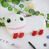[White Kitty] Large Plush Gadget Pencil Pouch Bag / Cosmetic Bag / Carrying Case (7.9*3.1*1.5) [Whi