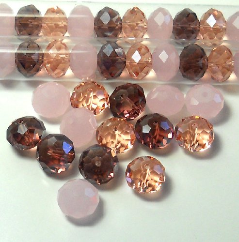 14 Pink Amethyst Mix 12mm Faceted Rondelle Luster