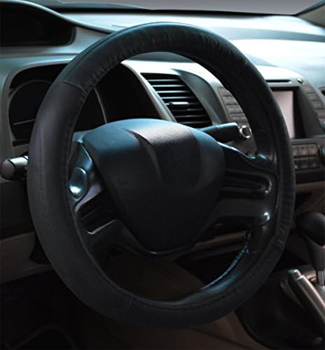 Rueesh Steering Wheel Cover, Microfiber, Durable, Elegant, Soft Padding, Anti-slip, 15 inch Middle Size - Microfiber, Black