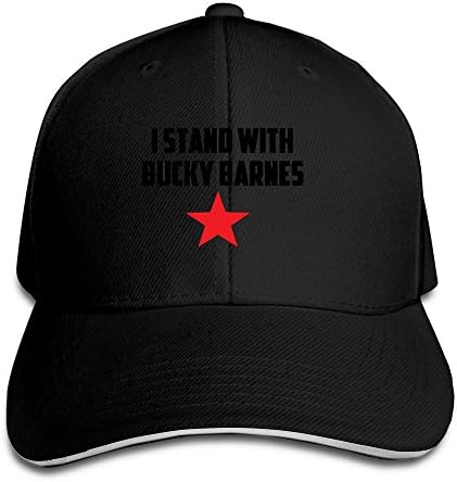 FLYL I Stand With Bucky Barnes Unisex Washed Twill Sandwich Bill Cap Adjustable Peaked Baseball CapBlack