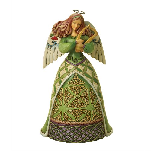 Jim Shore Heartwood Creek Irish Angel Holding Harp Figurine 9-1/4-Inch