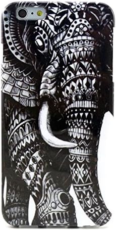 iPhone 6 Case, iPhone 6S Case, JIT Shop® Soft TPU Case For iPhone 6/6S (4.7Inch) -- Black Elephant And White Ivory Design
