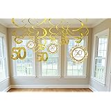 Amscan Elegant Decorative Swirl Anniversary Party Supplies, 24 x 18", Gold/White