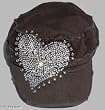 Dream Control Black Studded/Crystalled Heart Hat