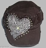 Dream Control Black Studded/Crystalled Heart Hat