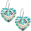 Handcrafted Heart Embraced Wing Cross Earrings