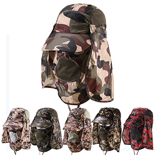 UV 50+ Protection Outdoor Multifunctional Flap Hat Neck Protection Cap with Removable Sun Shield and Mask Perfect for Fishing Hiking Garden Work Activities
