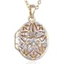18k Yellow Gold Plated Sterling Silver Blue Topaz and Diamond Oval Locket, 18"