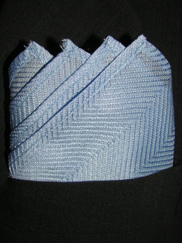 Sky Blue Herringbone Silk Pocket Square - by Royal Silk