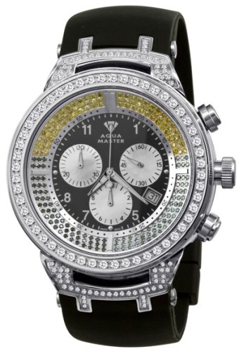  Aqua Master Men's Power Canary Round Diamond Watch with Rubber Band, 4.25 ctw