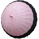 絵が浮出る不思議傘 桜に音符　桃花色に黒