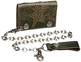 Leather Island Mens Brown Star Nailhead Biker Wallet
