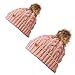 Wrapables Winter Warm Cable Knit Faux Fur Pom Pom Beanie, Mommy & Me Set Pink