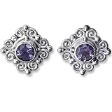 Sterling Silver Faceted Iolite Post Earrings by Sajen