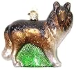 Old World Christmas Black and Brown Collie Dog Glass Ornament #12204
