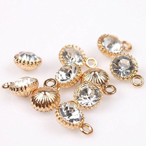 30x Nice Clear Rhinestone Rose Gold Charms Alloy Pendants Jewelry Hot Findings