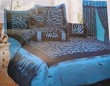 Blue / Black Zebra Faux Silk Flock Printing Comforter Set Bedding-in-a-bag, ....