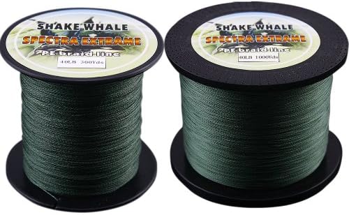 Shake Whale 100-Percent PE Good Quality Briad Fishing Line 40LB 1300Yards Green 1Pcs 1000Y And 300Y