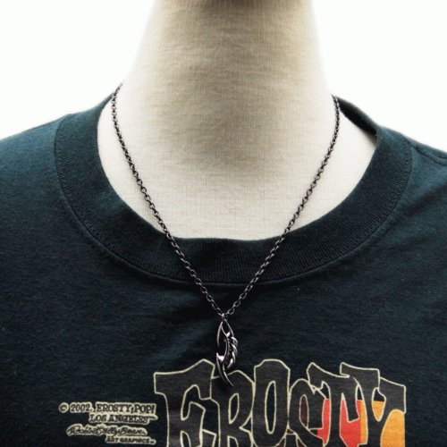 トライバルモチーフ 4連リング ネックレス[CODE:0050625] ブラックメッキ FREE