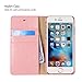 Belemay Slim Cowhide Leather Flip Wallet Case with Card Holder for iPhone 6S / 6 - Pink