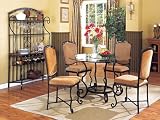 All new item 5 pc metal and glass dining table set with fabric upholstered seats