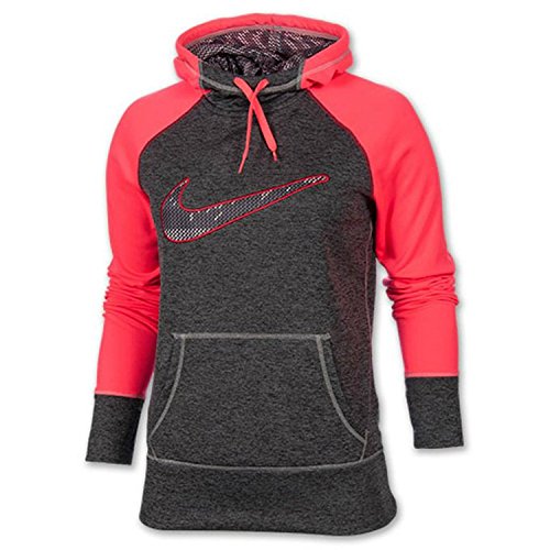 Nike Women's Therma-Fit All Time Swoosh Pullover Training Hoodie-Grey/Pink