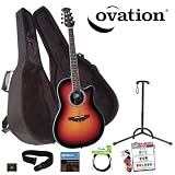Ovation Limited Edition Celebrity ICC24-1 Sunburst 6-String Acoustic Electric Guitar Kit - Includes: Guitar Strap, Guitar Cable, Fender Tuner, Guitar Strings, GO-DPS Pick Sampler, Guitar Stand & Ovation Molded Case