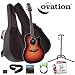 Ovation Limited Edition Celebrity ICC24-1 Sunburst 6-String Acoustic Electric Guitar Kit - Includes: Guitar Strap, Guitar Cable, Fender Tuner, Guitar Strings, GO-DPS Pick Sampler, Guitar Stand & Ovation Molded Case