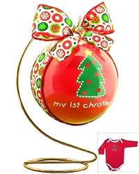 My First Christmas Baby Bodysuit Ornament with Stand