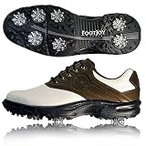 GreenJoys Saddle Golf Shoes - Size 7 - White/Taupe