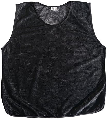 6 Youth Practice Jerseys, Pinnies, Bibs 100% Polyester for Ages 5-9, 10-15, & 16+(Black, Kids - 5-9)