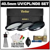 Vivitar Series 1 3-Piece Multi-Coated HD Pro Filter Set (40.5mm UV/CPL/ND8) with Nikon Cleaning & Accessory Kit for Nikon 1 V1, J1 Interchangeable Lens Digital Camera with 10mm f/2.8, 30-110mm VR & 10-30mm Lens