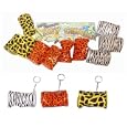12 x Animal Print Bag Purse With Zip WHOLESALE Keyrings (giraffe, zebra & tiger)'