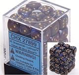 Chessex Lustrous 12mm d6 Shadow w/Gold Dice Block 36 Dice