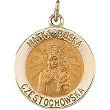 14K Yellow Gold Matka Boska Medal - 25.00mm