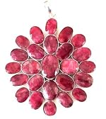 Ruby Pendant 06 Sterling Silver Flower Gemstone Red Pink Facet X-large 3.5