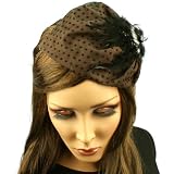Fancy Lace Feathers Jewel Satin Headband Head Piece Fascinator Cocktail Dk Brown