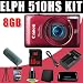 Canon PowerShot ELPH 510 HS 12.1 MP CMOS Digital Camera with Full HD Video and Ultra Wide Angle Lens (Red) NB9L Battery/Charger 8GB DavisMAX HDMI Bundle