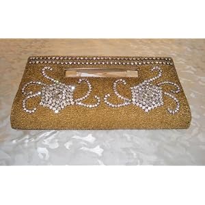 Buy Beautiful Golden Embroidered Clutch Purse by Utsav
