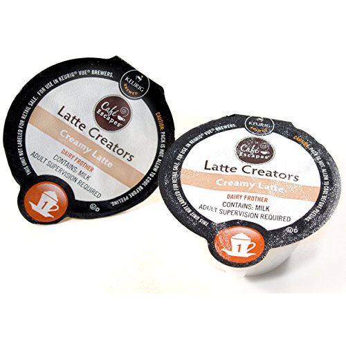 Café Escapes Creamy Latte Dairy Frother Keurig Vue Portion Pack Latte Creator, 16 Count