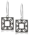 Sterling Silver Square Cubic Zirconia Dangle Earrings