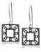 Sterling Silver Square Cubic Zirconia Dangle Earrings