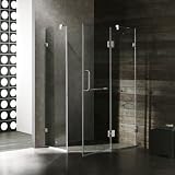 36 x 36 Frameless Neo-Angle Shower Enclosure Finish: Brushed Nickel, Glass Type / Door Configuration: Clear / Reversible Door, Size: 36 x 36